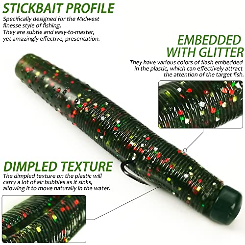 VMSIXVM 1/8 oz Ned Rig Kit with 60 Pcs: 20 Baits + 40 Ned Worms Glow Jigheads