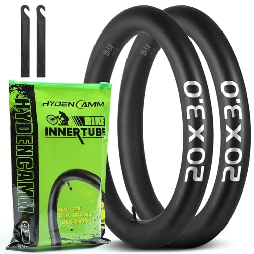 Hydencamm 20x3.0-3.5 Fat Bike Inner Tube | 20x3.0/3.5, 32mm Schrader Valve, 2 Pack
