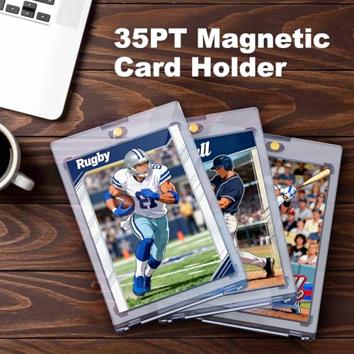 100 Pcs Magnetic Card Holders for Trading Cards - UV & Scratch Protection, 35pt Thick Cards, Clear Acrylic Display Case