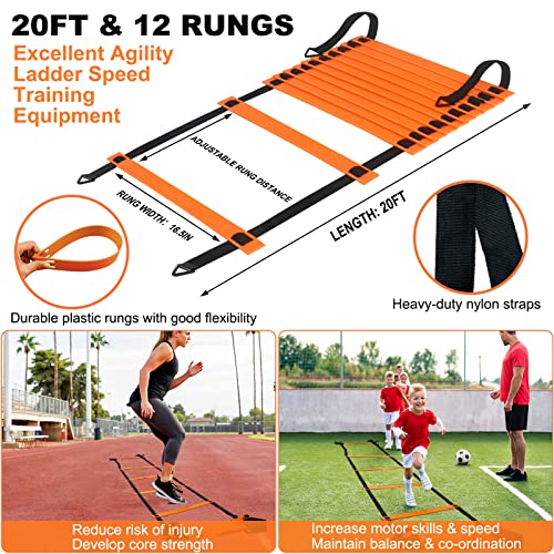 Kids Soccer Goals Set - 2 of 6' x 4' with Cones & Agility Ladder - Black