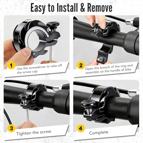 OLXIYOC Bike Bell Aluminum Alloy 0.75-1in Fits 19-25.4mm - Black
