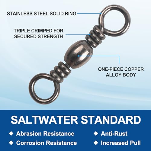 Fishing Barrel Swivels - 50 Pcs 8# Copper & Stainless Steel