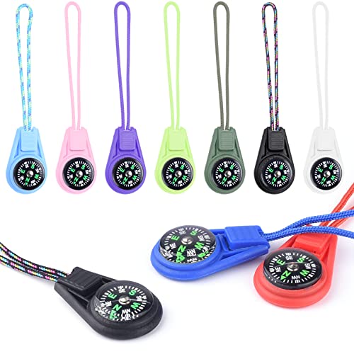 Mini Compass Bulk Kit - 10 Mixed Color Keychain Compasses for Kids