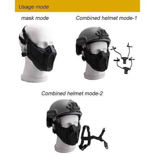 Airsoft Mask Creative Protective Half Face Mask Outdoor Game Mask Costume Mask Outdoor Sports Masks (Black)