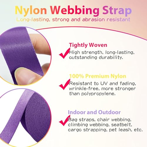 1 Inch Nylon Webbing Strap - Rose Pink, 3.3 Yards