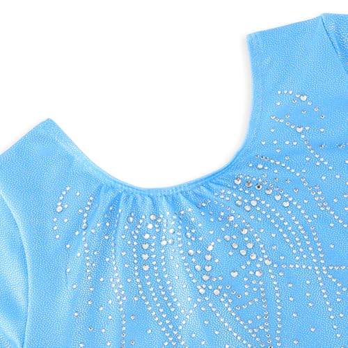 Long Sleeve Gymnastics Leotard for Girls with Shorts - Dark Blue, 10-12 Years