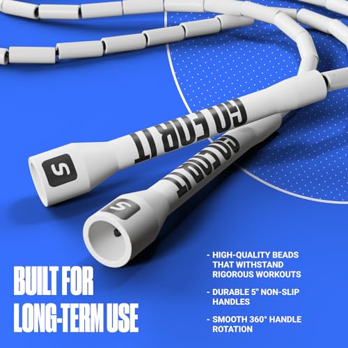 Beaded Jump Rope - Adjustable Length for Kids & Adults - White