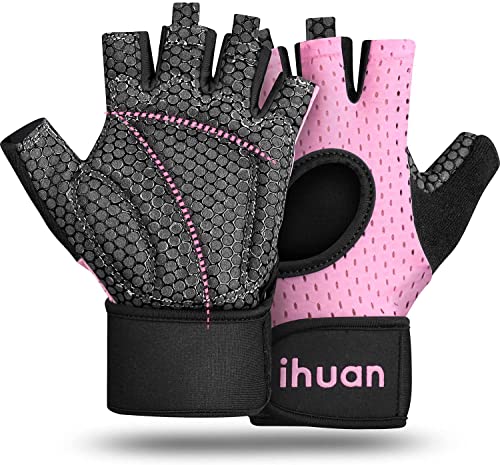 Weight Lifting Workout Gloves - Breathable Fingerless Gym Gloves - Pink, Medium