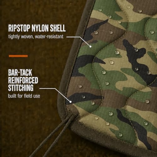 USGI Industries Woodland Insulated Water-Resistant Poncho Liner - Multi-Use Military Blanket