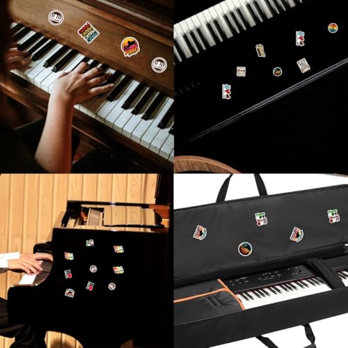 Piano Sticker Pack 32 pcs 5 Sheets Waterproof Vinyl Stickers Musical Instrument Decal for Water Bottles Laptop Skateboard Car Windows Gift for Adults Boys Girls