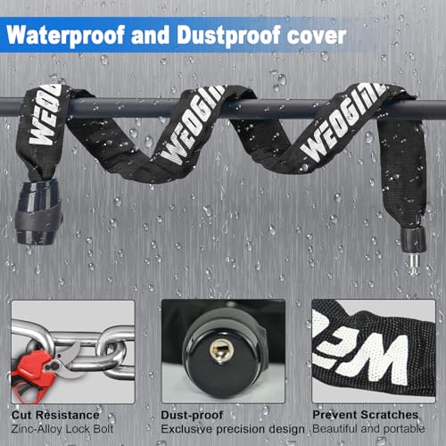Heavy Duty Bike Chain Lock - 2.72 Ft Anti-Theft Security Lock - Black 4MM