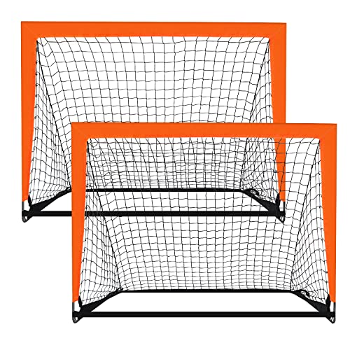Portable 2 Pack 4' x 3' Kid Soccer Goals for Backyard & Indoor Use