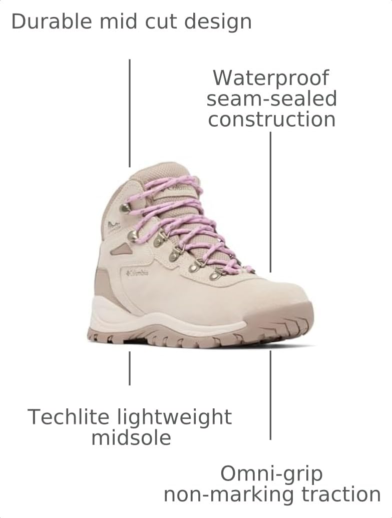 Columbia Womens Newton Ridge Plus Waterproof Amped, Dark Stone/Cosmos, 8