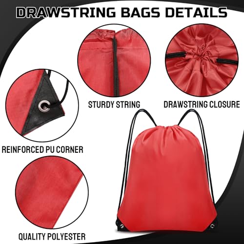 Bulk Drawstring Backpack Set - 6 Lightweight Cinch Sacks, 16.5"x13.4"