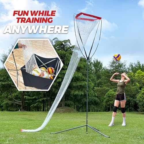 Volleyball Setter Spike Trainer - Adjustable Height, Red