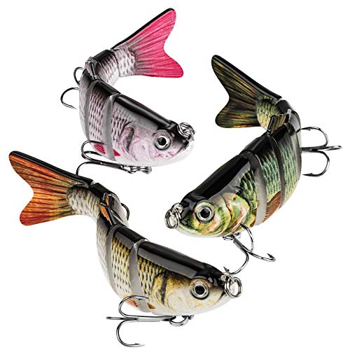 CharmYee 6-Segment Lifelike Multi-Jointed Fishing Lure for Bass Trout Walleye Saltwater & Freshwater