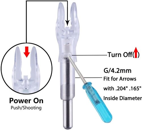 G Lighted Nocks by [Brand Name] - High-Visibility LED Arrow Nocks with ON/OFF Switch | 6/12 Pack, Fits Multiple Diameters