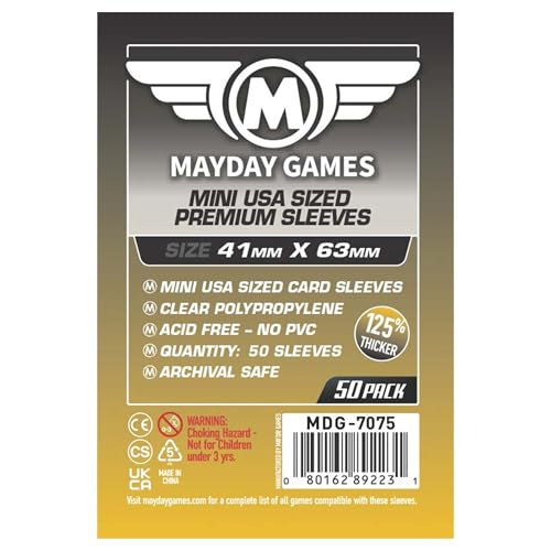 Premium Mini USA Board Game Card Sleeves - 41mm x 63mm - 50 Pack