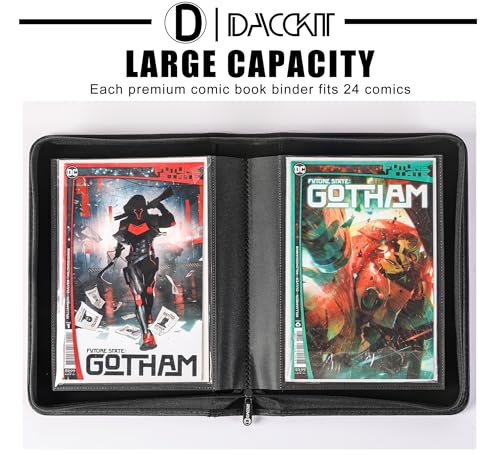 D DACCKIT Comic Binder with Sleeves - Holds 24 Comics, Classic Black
