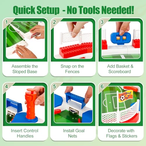 Mini Foosball Table - Indoor Soccer Game with Dual Flipper Controls & 3cm Fences