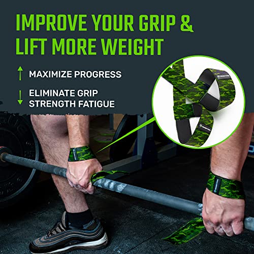 Weightlifting Straps with Neoprene Padding - 20-Inch Cotton - Camo