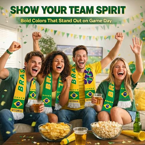 Soccer Fan Scarf - Double-Sided Cotton Fleece - Brazil