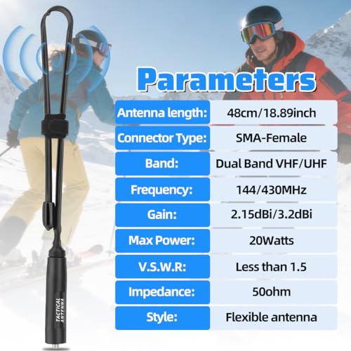 Dual Band Ham Radio Tactical Antenna - 18.89 Inch Foldable High Gain VHF UHF
