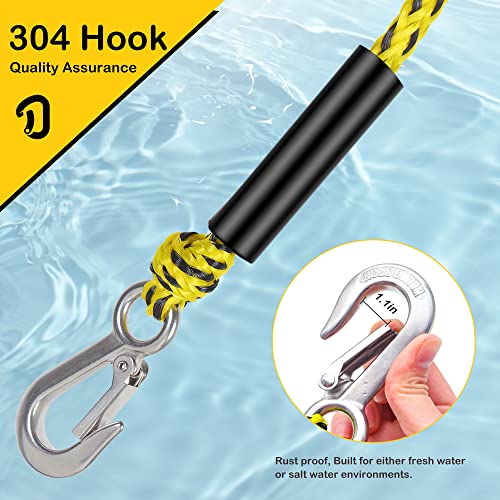 Heavy Duty Boat Tow Harness with D Rings - Yellow Black, 18 Feet