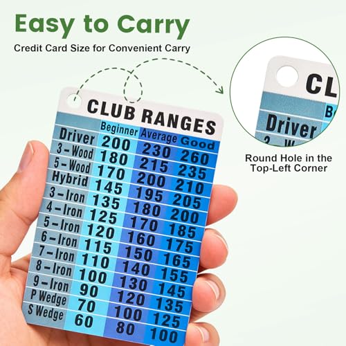 Golf Club Distance Chart Card - Waterproof Pocket Guide - Silver