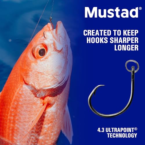 Mustad 9/0 Ringed Demon Offset Circle Hook - 6 Pack, Black Nickel, 4X Strong