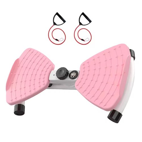 Waist Twister Machine, Pilates Twister with Digital Display, Adjustable Exercise Twist Board for Women Men, Home Noiseless Abs Waist Training Exercise Equipment with Resistance Bands,Pink