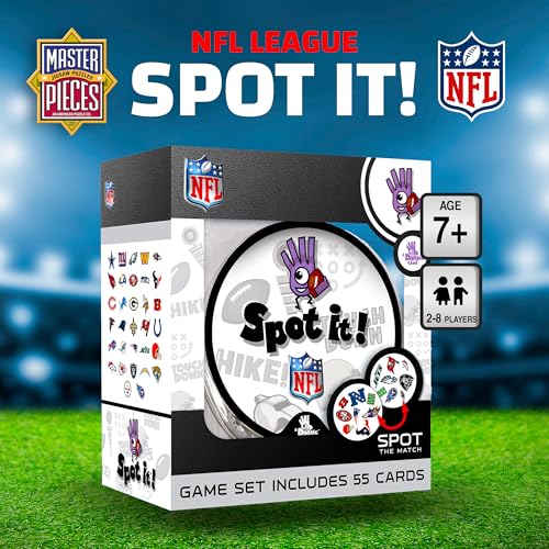Spot It! NFL Edition Card Game - Fast-Paced Family Fun with 55 Cards