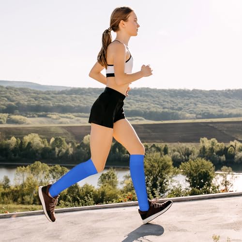 Shin Guard Sleeves - 2 Pairs Soccer Sleeve Socks - Black & Blue