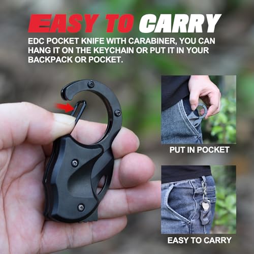 Compact Pocket Knife Keychain - Black EDC Gadget for Men