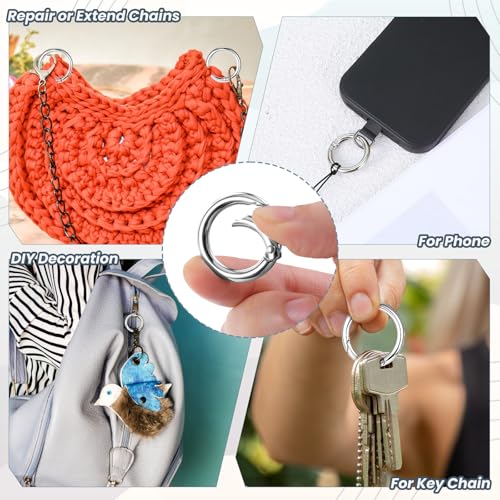 20PCS Silver Metal Spring O Rings Keychain Clips - 3/4 Inch