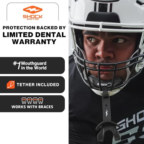 Football Mouth Guard with Strap - Shock Doctor Bolt Lipguard