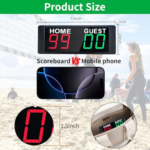 Portable Digital Scoreboard with Remote - Plug-In Red & Green