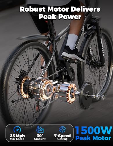 1500W Peak Electric Mountain Bike - 65 Miles Range, 25 MPH