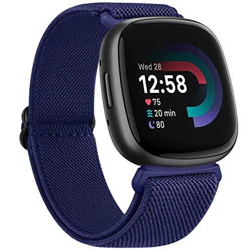 Elastic Nylon Replacement Band for Fitbit Versa 3/4/Sense 2 - Abyss Blue