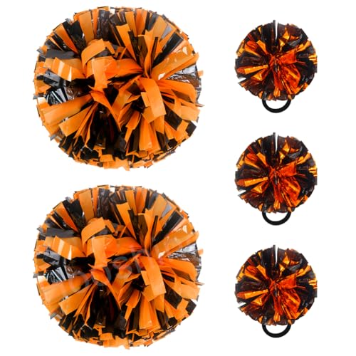 Hooshing 5PCS Cheerleading Pom Poms and Cheerleader Hair Ties with