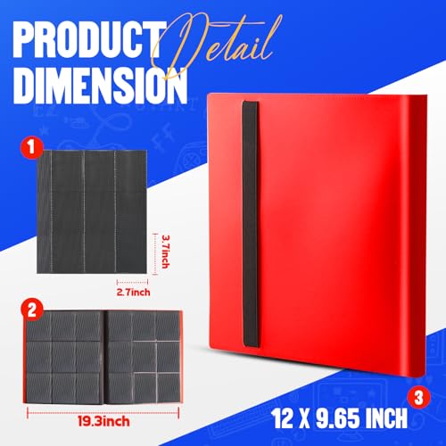 Trading Card Binder - 9-Pocket Album for 360 Cards, Red