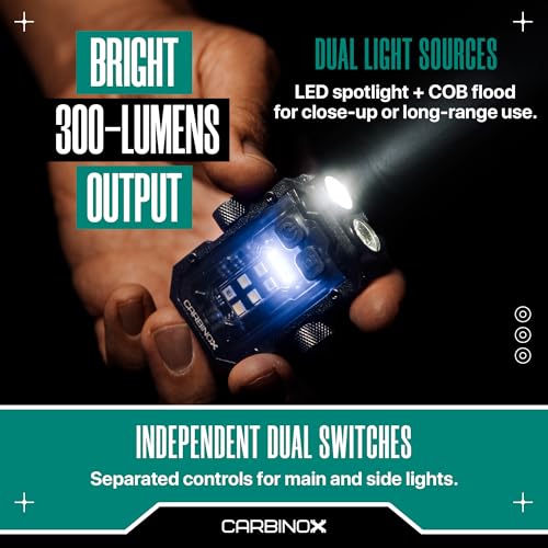 CARBINOX Rechargeable LED Mini Flashlight with COB Light & Red-Blue Warning