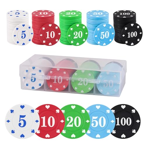 100 PCS Plastic Poker Chips Set with Storage Box for Poker Games