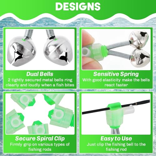 Fishing Bite Alarm Bells - 20 Pack with Dual Alerts