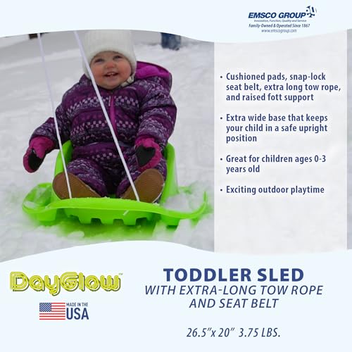 Toddler Sled with Extra Long Tow Rope - Lime Green