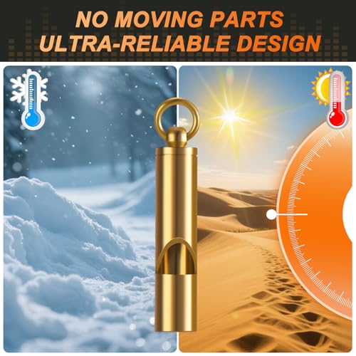Solid Brass Emergency Whistle 2-Pack - 120dB Pealess Safety Signal for Hiking