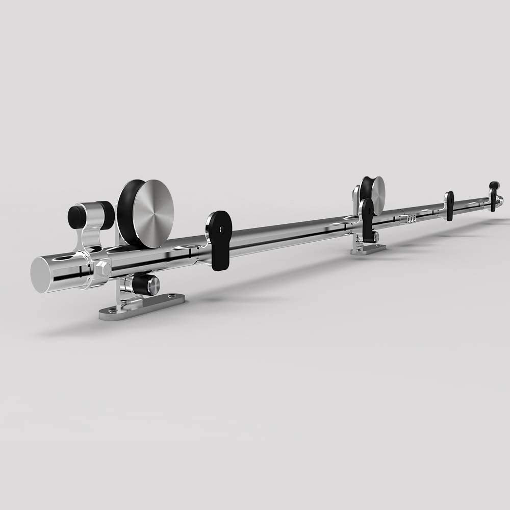 CCJH 6.6FT/79'' Stainless Steel Sliding Track Barn Door Hardware Kit for Single Door Heavy Duty