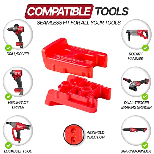9 Pack Tool Holder for Milwaukee M18/18v Cordless Tools - Snap Fit Tool Organizer for Milwaukee Drill Holder, Under Shelf, Wall Mount w/Hardware for Easy Install.