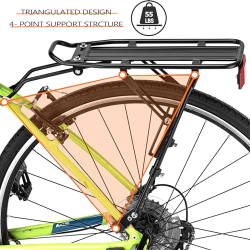 YONTUO Rear Bike Rack with Large Size Reflective - Universal Adjustable Touring Carrier Rack