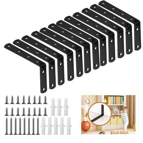 12 Pcs Furniture Wall Anchors Anti Tip Baby Proofing for Safety Securing 400 lbs Dresser Bookcase to Wall Heavy Duty Furniture Anchors Kit for Cabinet Dresser Bookshelf (12 Pack)